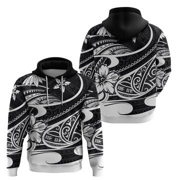 Polynesian Tribal Hoodie Black LT6