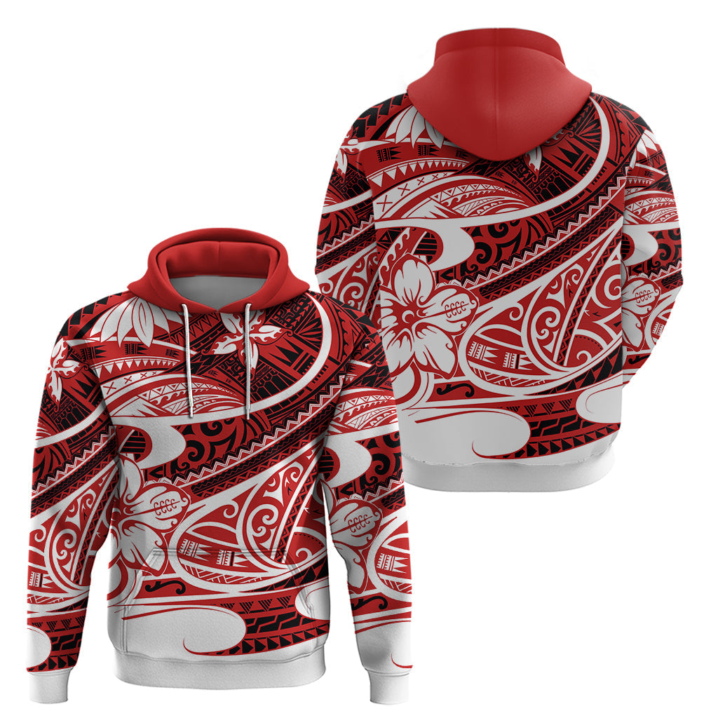 Polynesian Tribal Hoodie Red LT6
