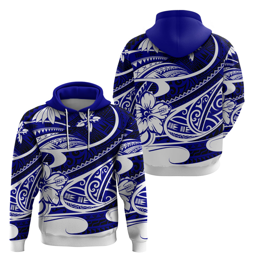 Polynesian Tribal Hoodie Blue LT6