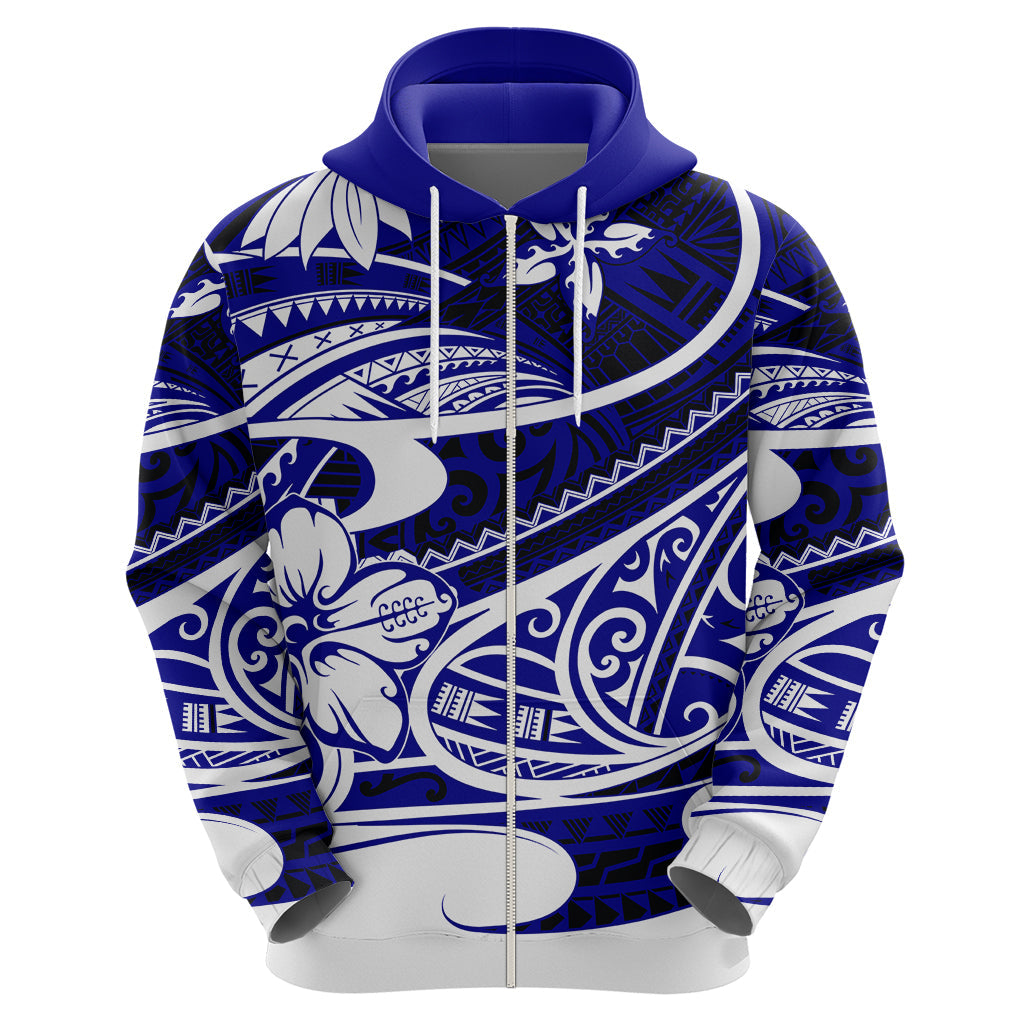 Polynesian Tribal Hoodie Blue LT6