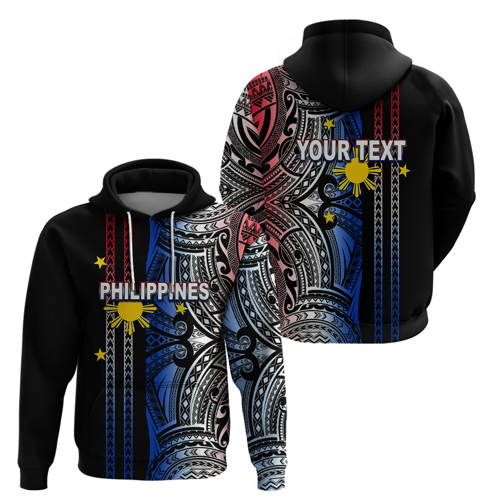 Custom Philippines Hoodie Polynesian Tribal Black LT6