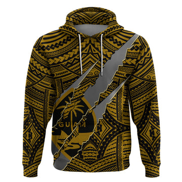 Polynesian Guam Hoodie with Coat Of Arms Claws Style - Gold LT6