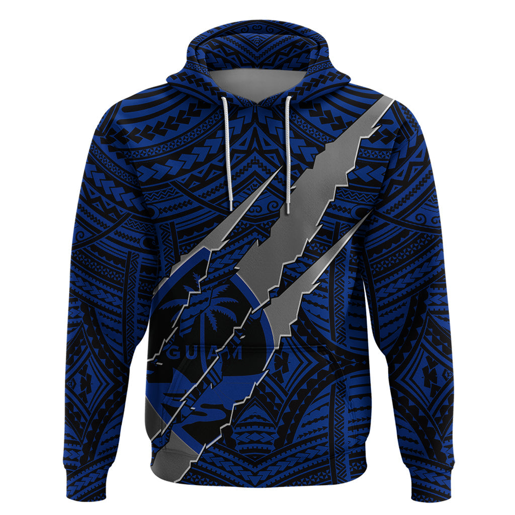 Polynesian Guam Hoodie with Coat Of Arms Claws Style - Blue LT6