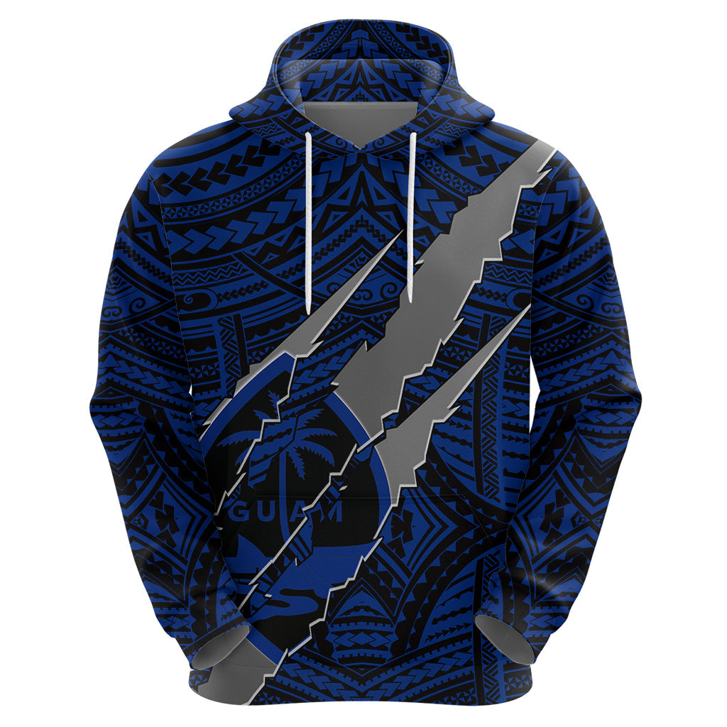 Polynesian Guam Hoodie with Coat Of Arms Claws Style - Blue LT6