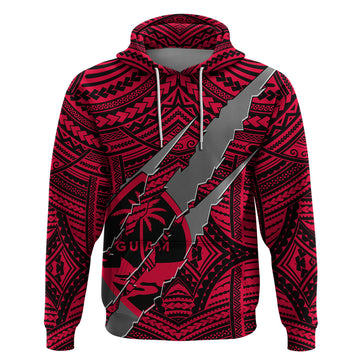 Polynesian Guam Hoodie with Coat Of Arms Claws Style - Red LT6