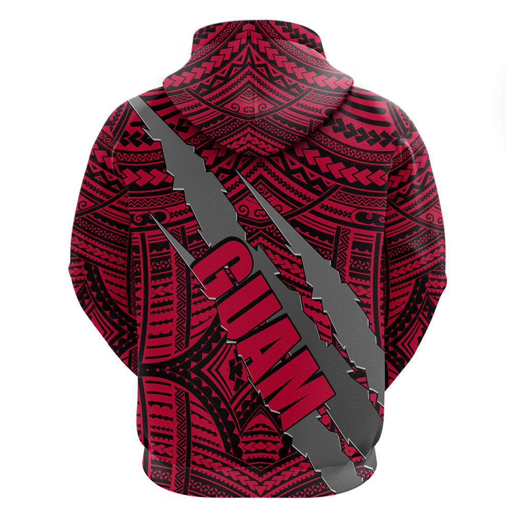 Polynesian Guam Hoodie with Coat Of Arms Claws Style - Red LT6