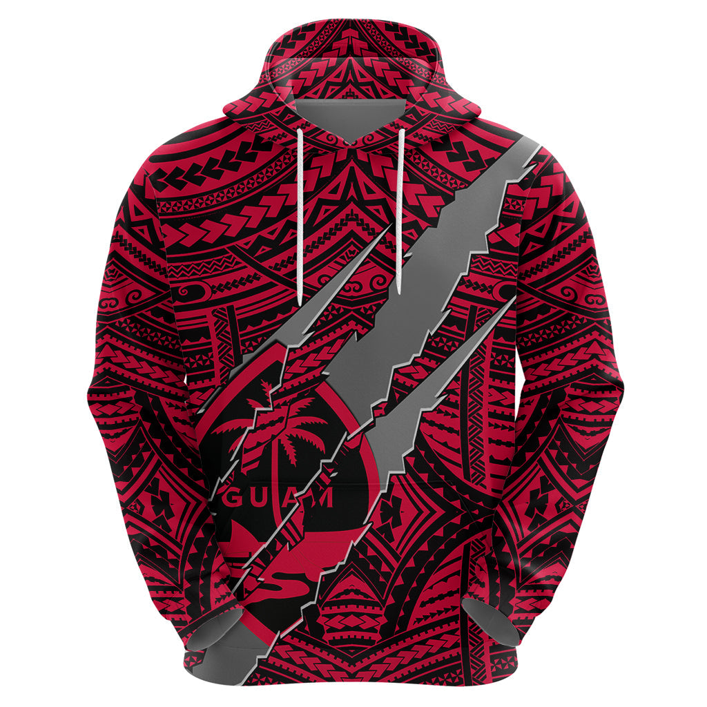 Polynesian Guam Hoodie with Coat Of Arms Claws Style - Red LT6