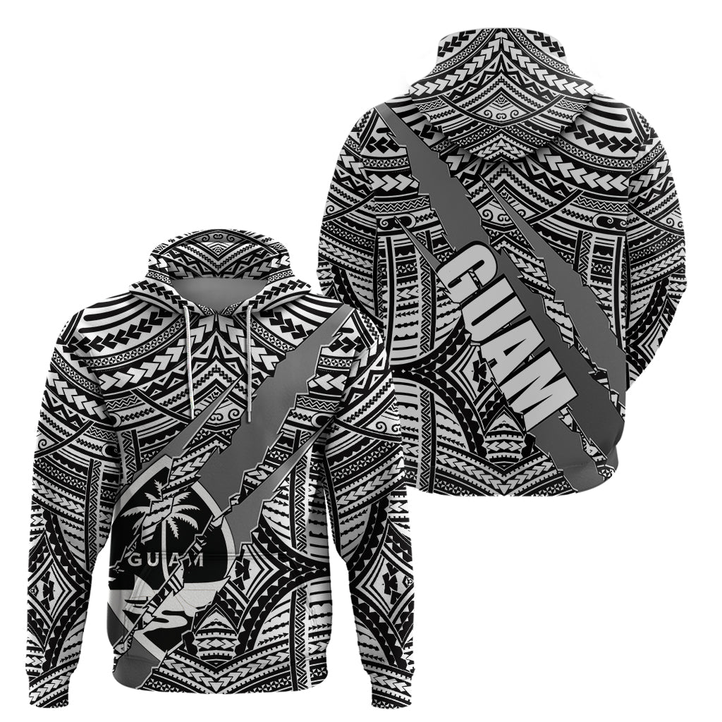 Polynesian Guam Hoodie with Coat Of Arms Claws Style - White LT6