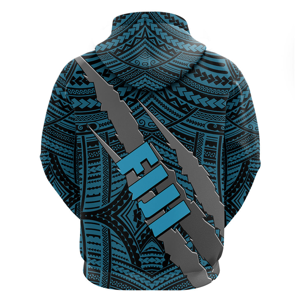 Polynesian Fiji Hoodie with Coat Of Arms Claws Style - Blue LT6
