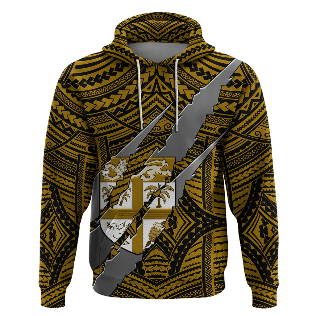 Polynesian Fiji Hoodie with Coat Of Arms Claws Style - Gold LT6