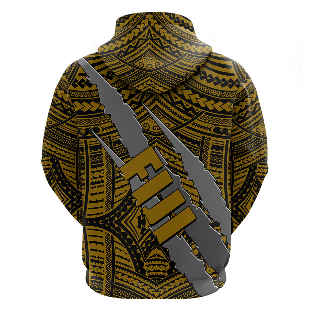 Polynesian Fiji Hoodie with Coat Of Arms Claws Style - Gold LT6