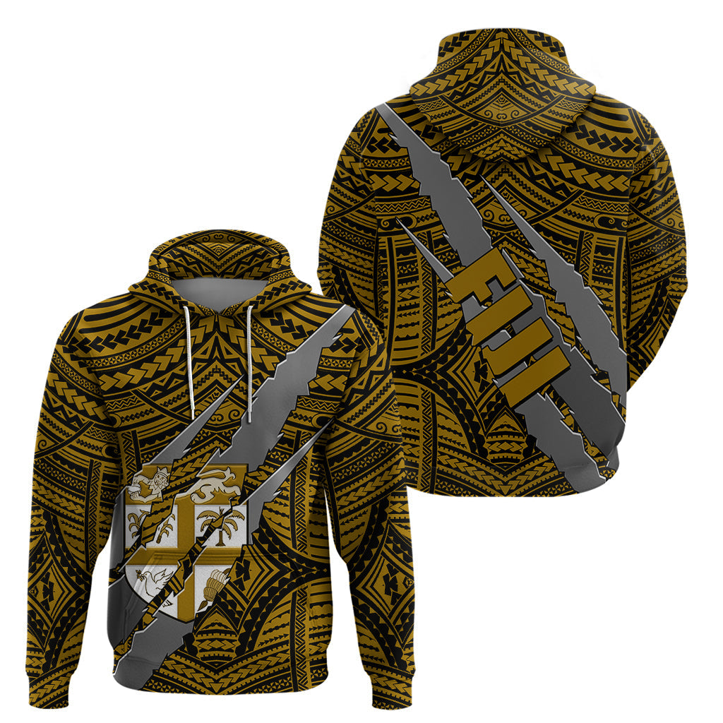 Polynesian Fiji Hoodie with Coat Of Arms Claws Style - Gold LT6