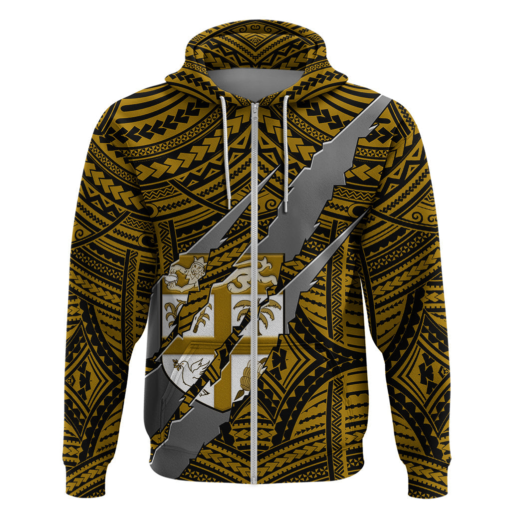Polynesian Fiji Hoodie with Coat Of Arms Claws Style - Gold LT6