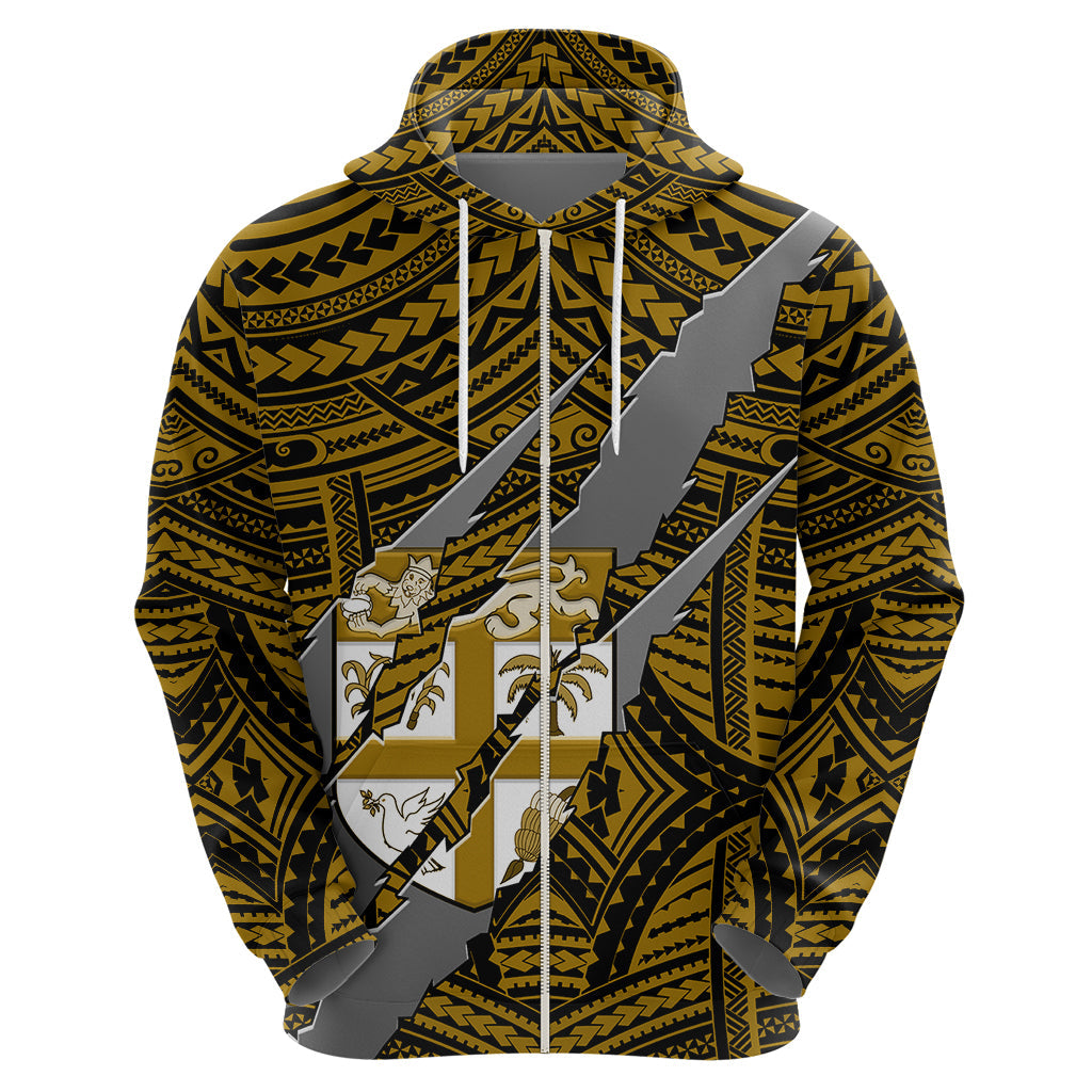 Polynesian Fiji Hoodie with Coat Of Arms Claws Style - Gold LT6