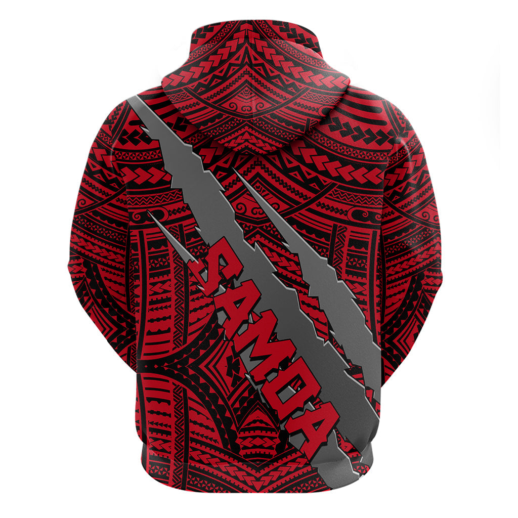 Polynesian Samoa Hoodie with Coat Of Arms Claws Style - Red LT6