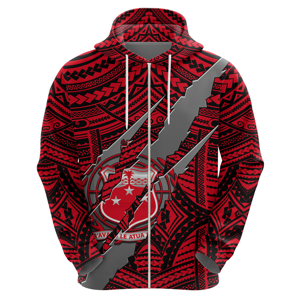 Polynesian Samoa Hoodie with Coat Of Arms Claws Style - Red LT6