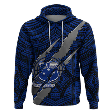 Polynesian Samoa Hoodie with Coat Of Arms Claws Style - Blue LT6