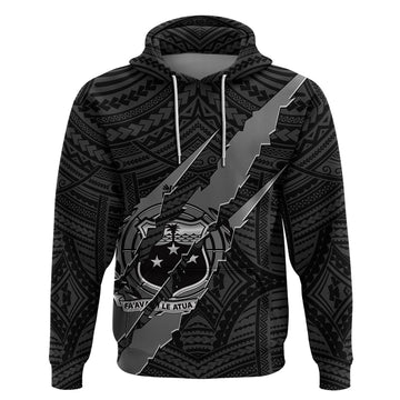Polynesian Samoa Hoodie with Coat Of Arms Claws Style - Black LT6