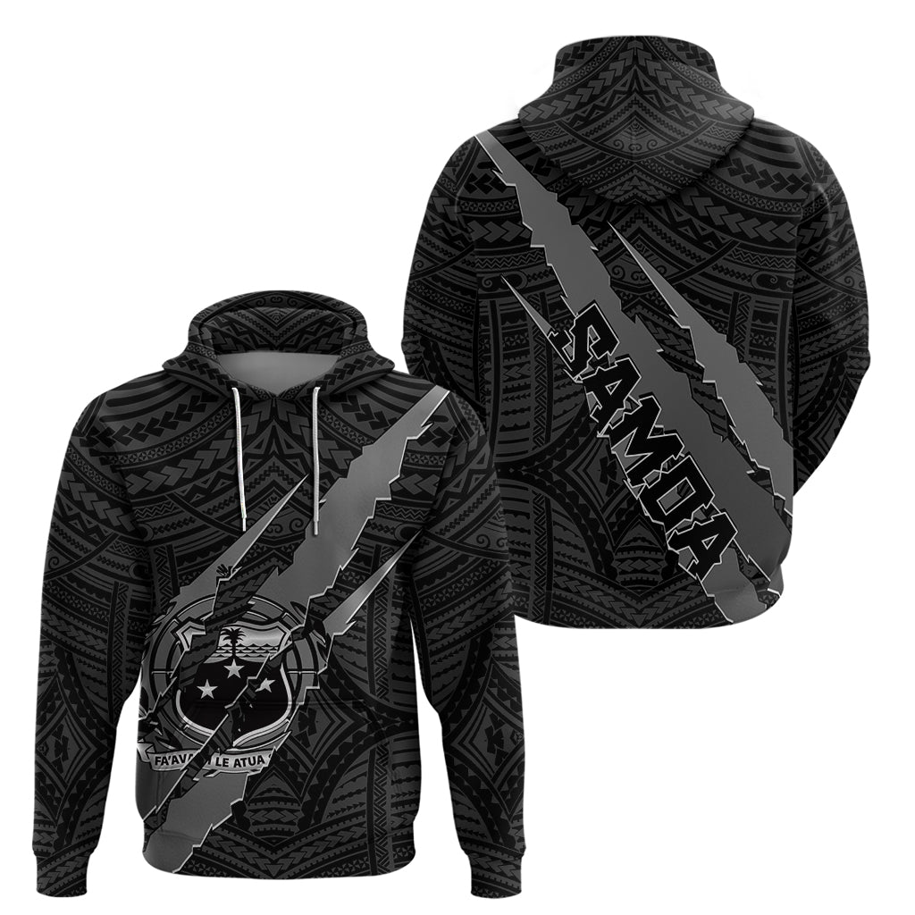 Polynesian Samoa Hoodie with Coat Of Arms Claws Style - Black LT6
