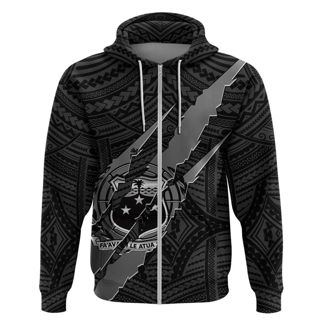 Polynesian Samoa Hoodie with Coat Of Arms Claws Style - Black LT6