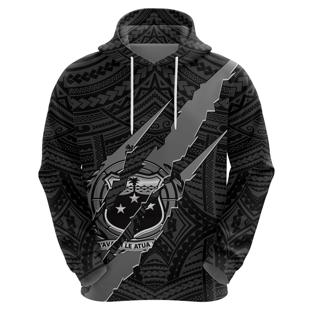 Polynesian Samoa Hoodie with Coat Of Arms Claws Style - Black LT6