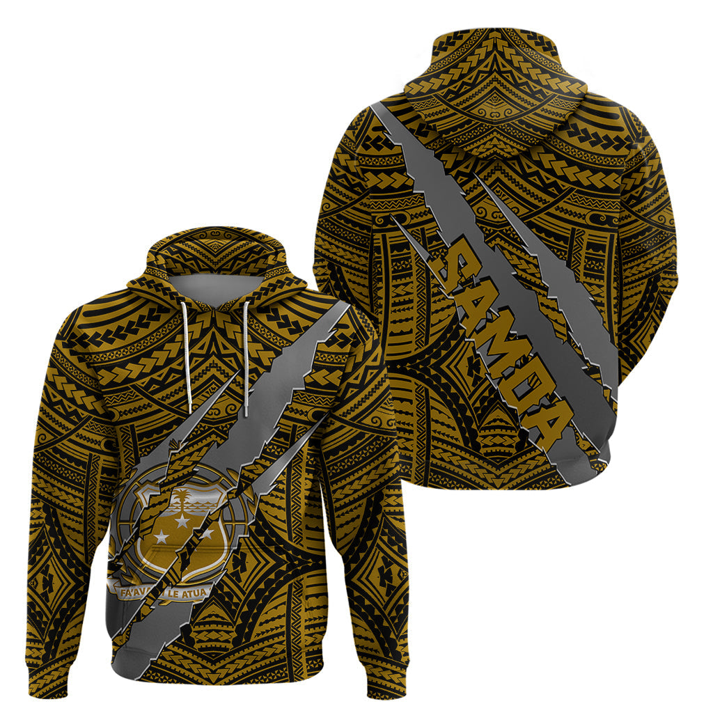 Polynesian Samoa Hoodie with Coat Of Arms Claws Style - Gold LT6