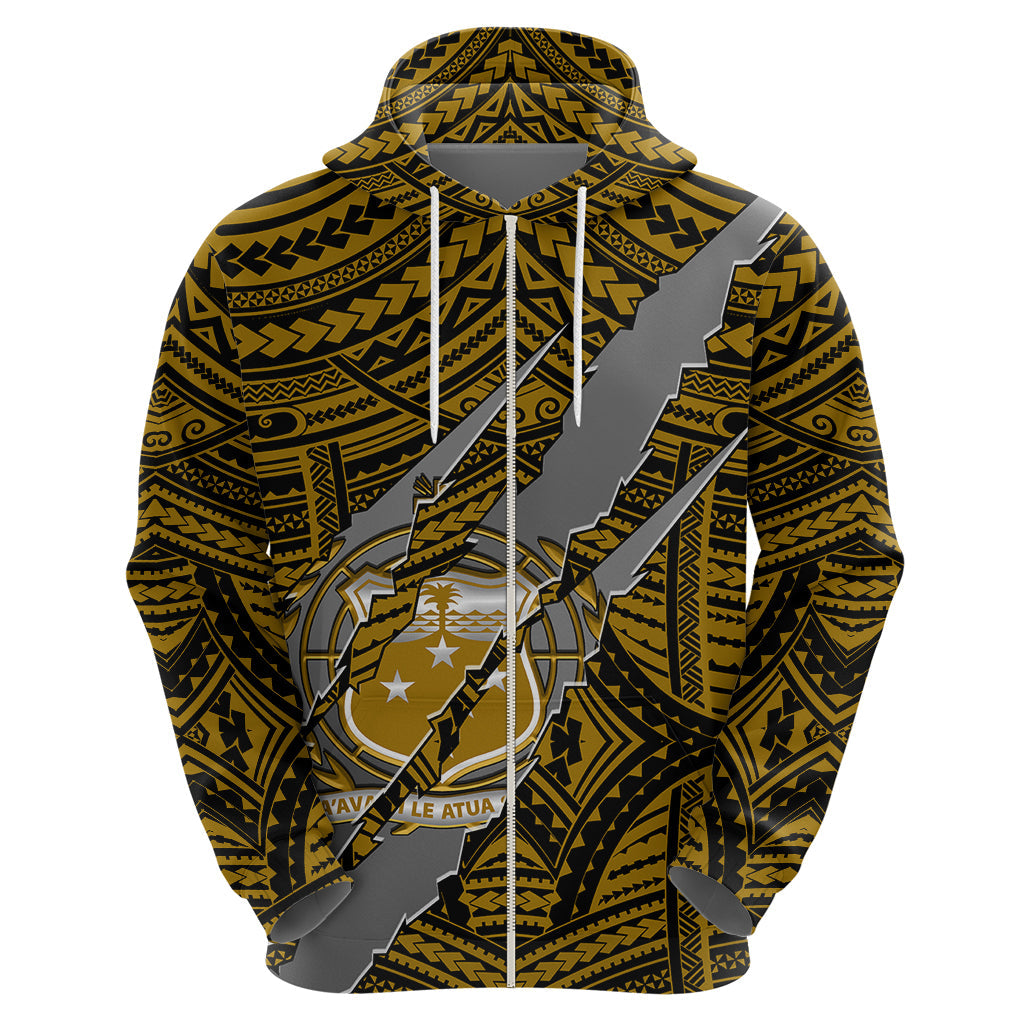 Polynesian Samoa Hoodie with Coat Of Arms Claws Style - Gold LT6
