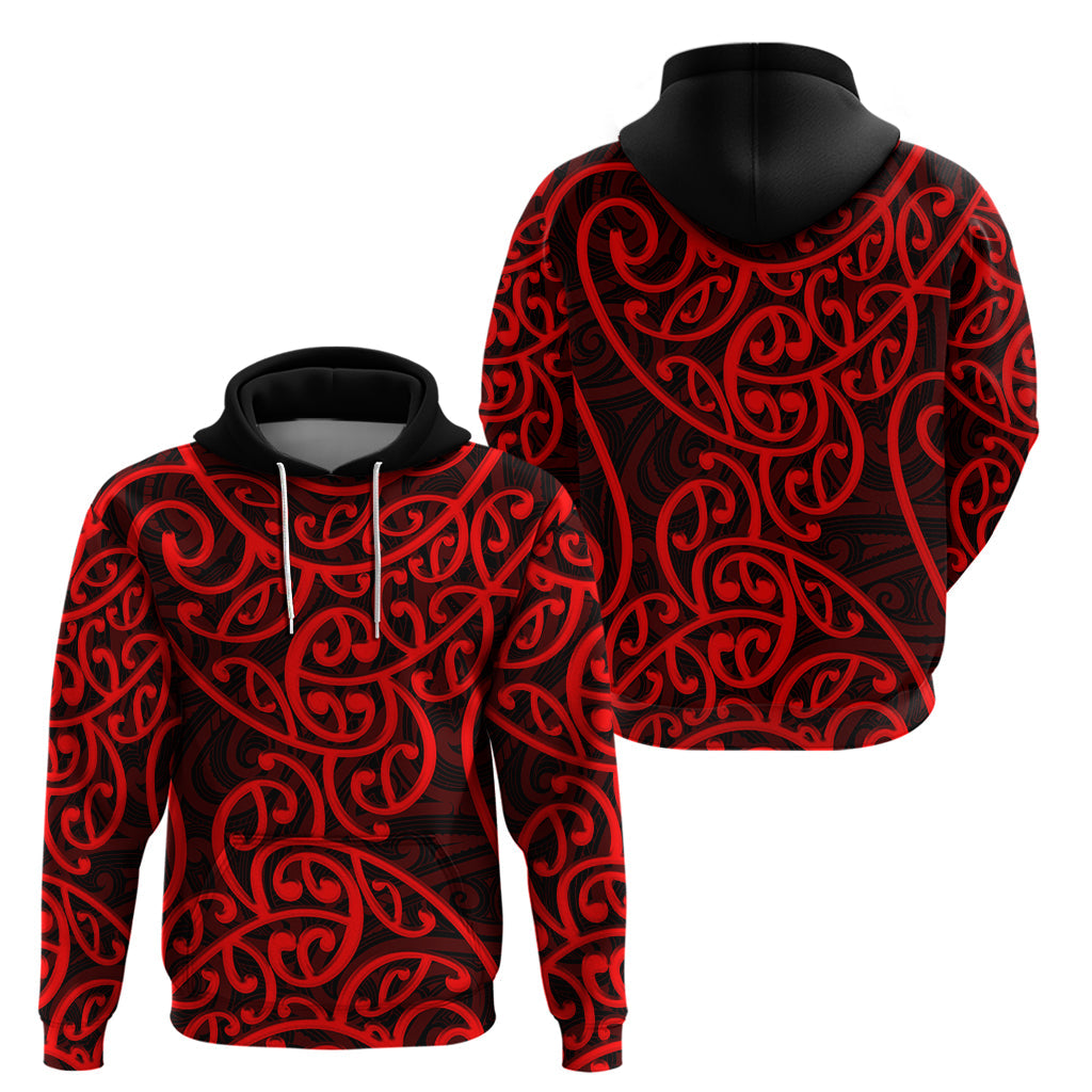 New Zealand Hoodie Maori Pattern Red LT6