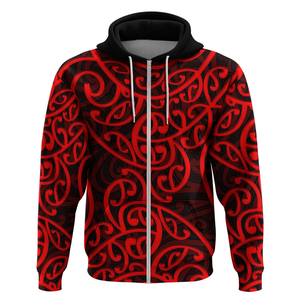 New Zealand Hoodie Maori Pattern Red LT6