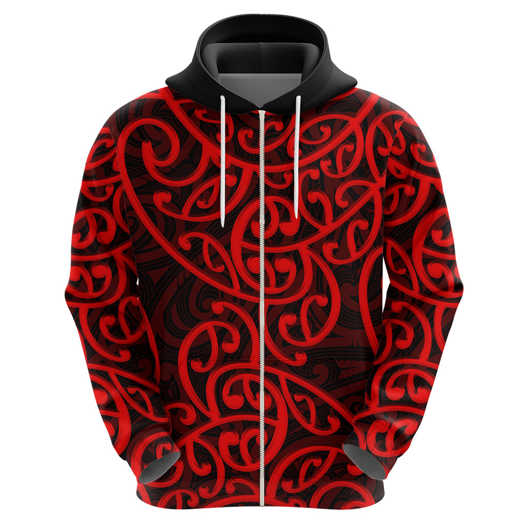 New Zealand Hoodie Maori Pattern Red LT6