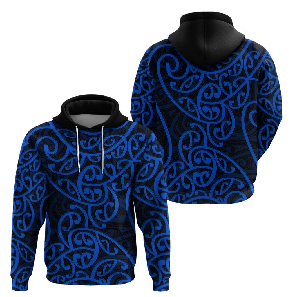New Zealand Hoodie Maori Pattern Blue LT6
