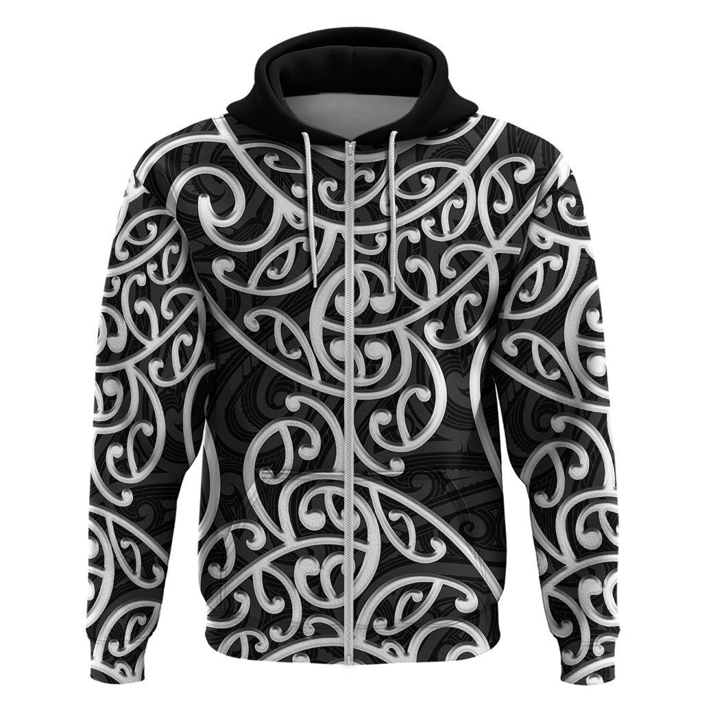 New Zealand Hoodie Maori Pattern White LT6