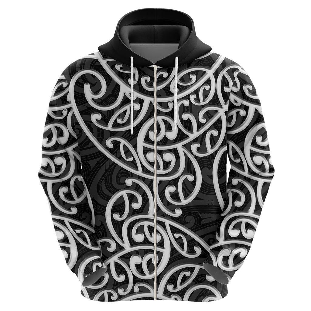 New Zealand Hoodie Maori Pattern White LT6