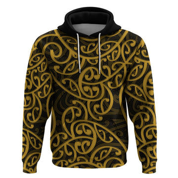 New Zealand Hoodie Maori Pattern Gold LT6