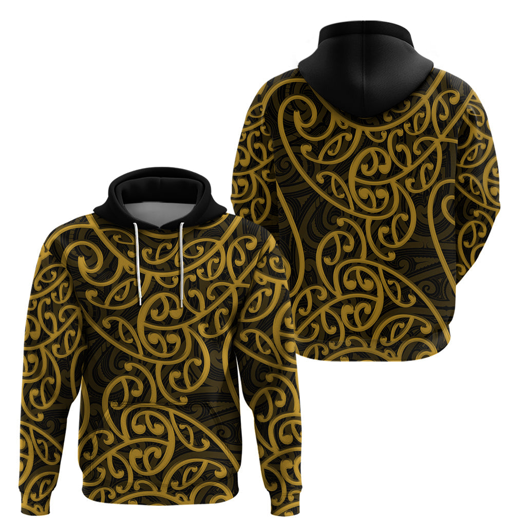 New Zealand Hoodie Maori Pattern Gold LT6