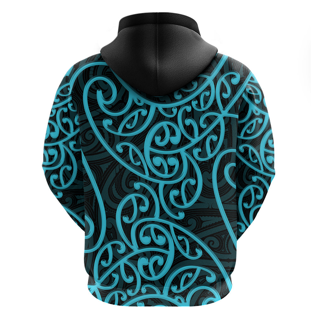 New Zealand Hoodie Maori Pattern Light Blue LT6