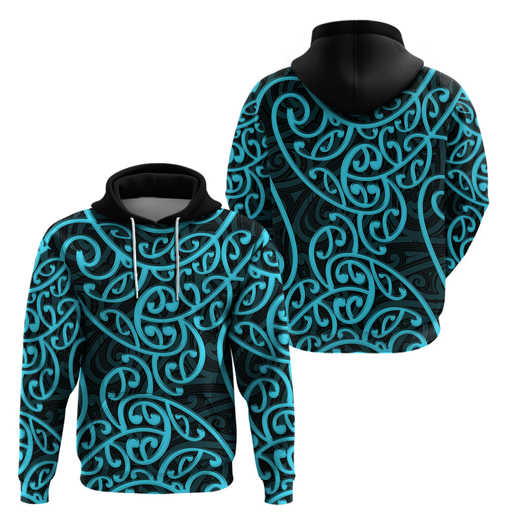 New Zealand Hoodie Maori Pattern Light Blue LT6