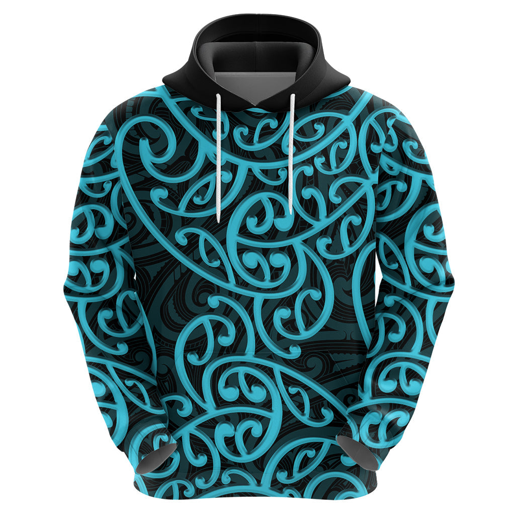 New Zealand Hoodie Maori Pattern Light Blue LT6
