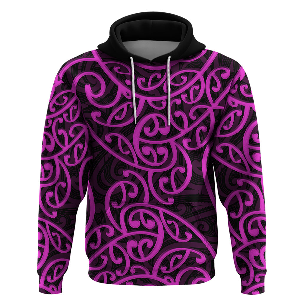 New Zealand Hoodie Maori Pattern Purple LT6