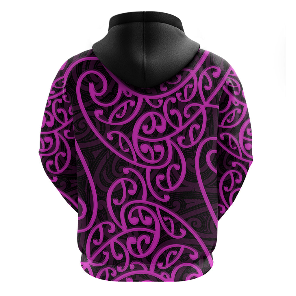 New Zealand Hoodie Maori Pattern Purple LT6