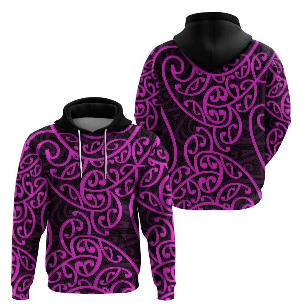 New Zealand Hoodie Maori Pattern Purple LT6