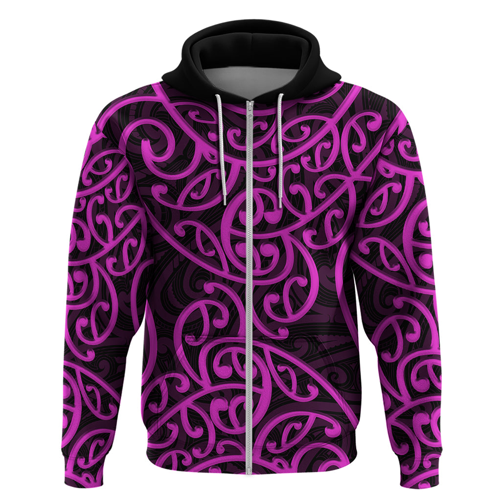 New Zealand Hoodie Maori Pattern Purple LT6
