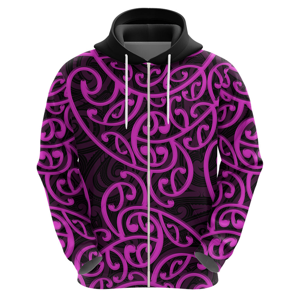 New Zealand Hoodie Maori Pattern Purple LT6