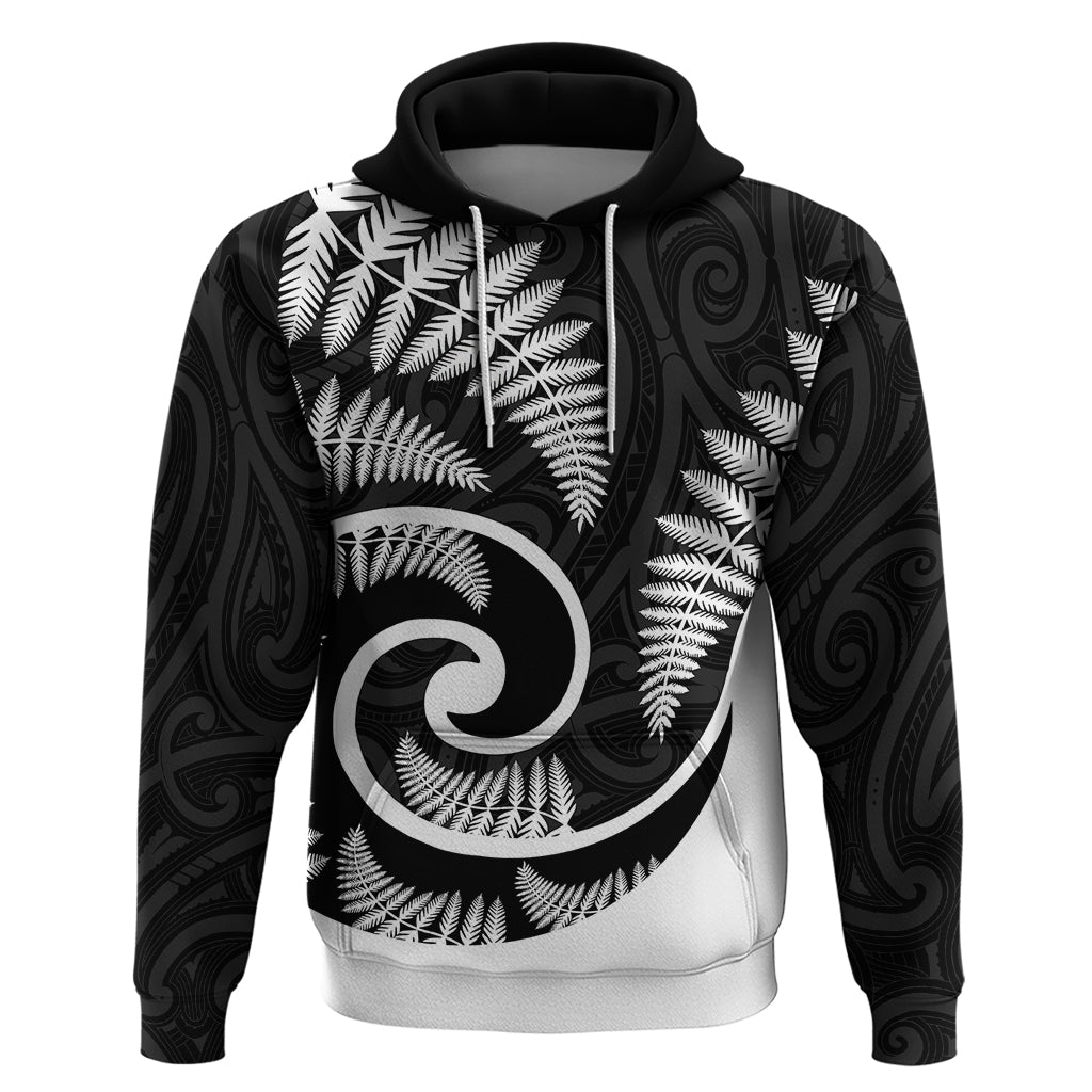New Zealand Hoodie Maori With Silver Fern White LT6
