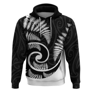 New Zealand Hoodie Maori With Silver Fern White LT6