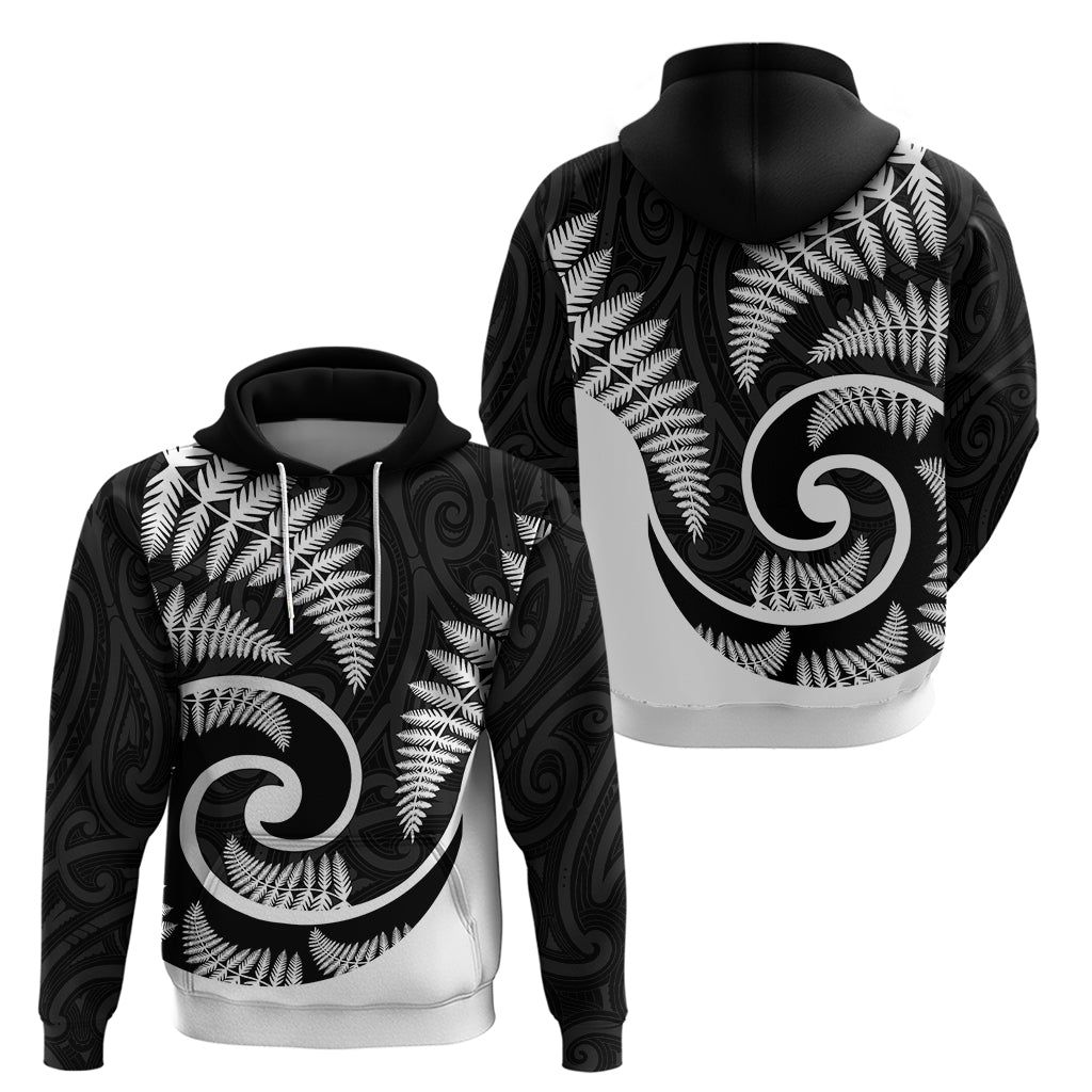 New Zealand Hoodie Maori With Silver Fern White LT6