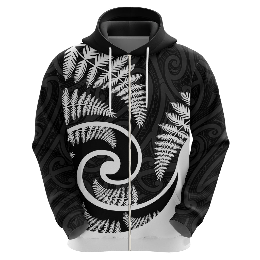 New Zealand Hoodie Maori With Silver Fern White LT6