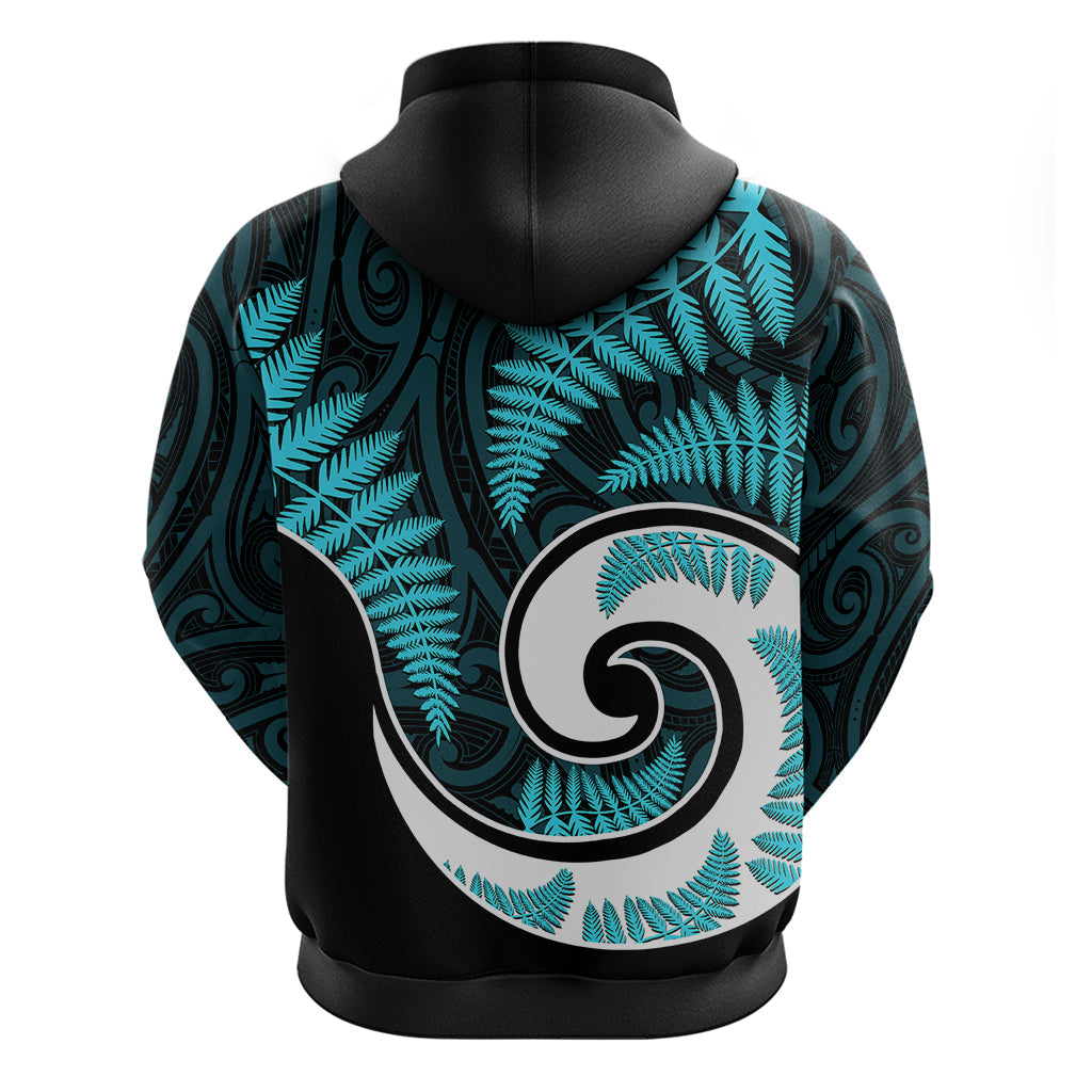 New Zealand Hoodie Maori With Silver Fern Light Blue LT6