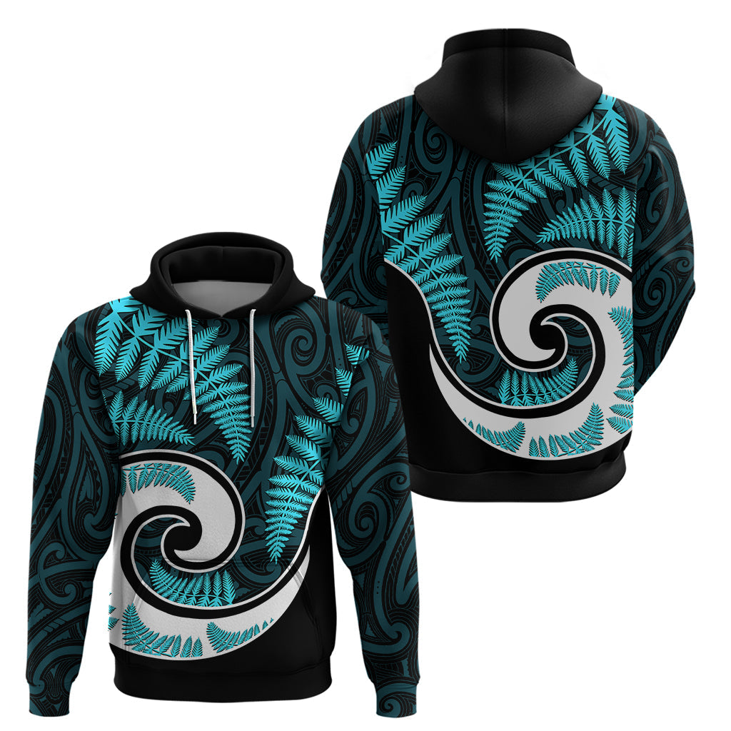 New Zealand Hoodie Maori With Silver Fern Light Blue LT6