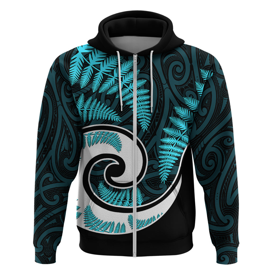 New Zealand Hoodie Maori With Silver Fern Light Blue LT6